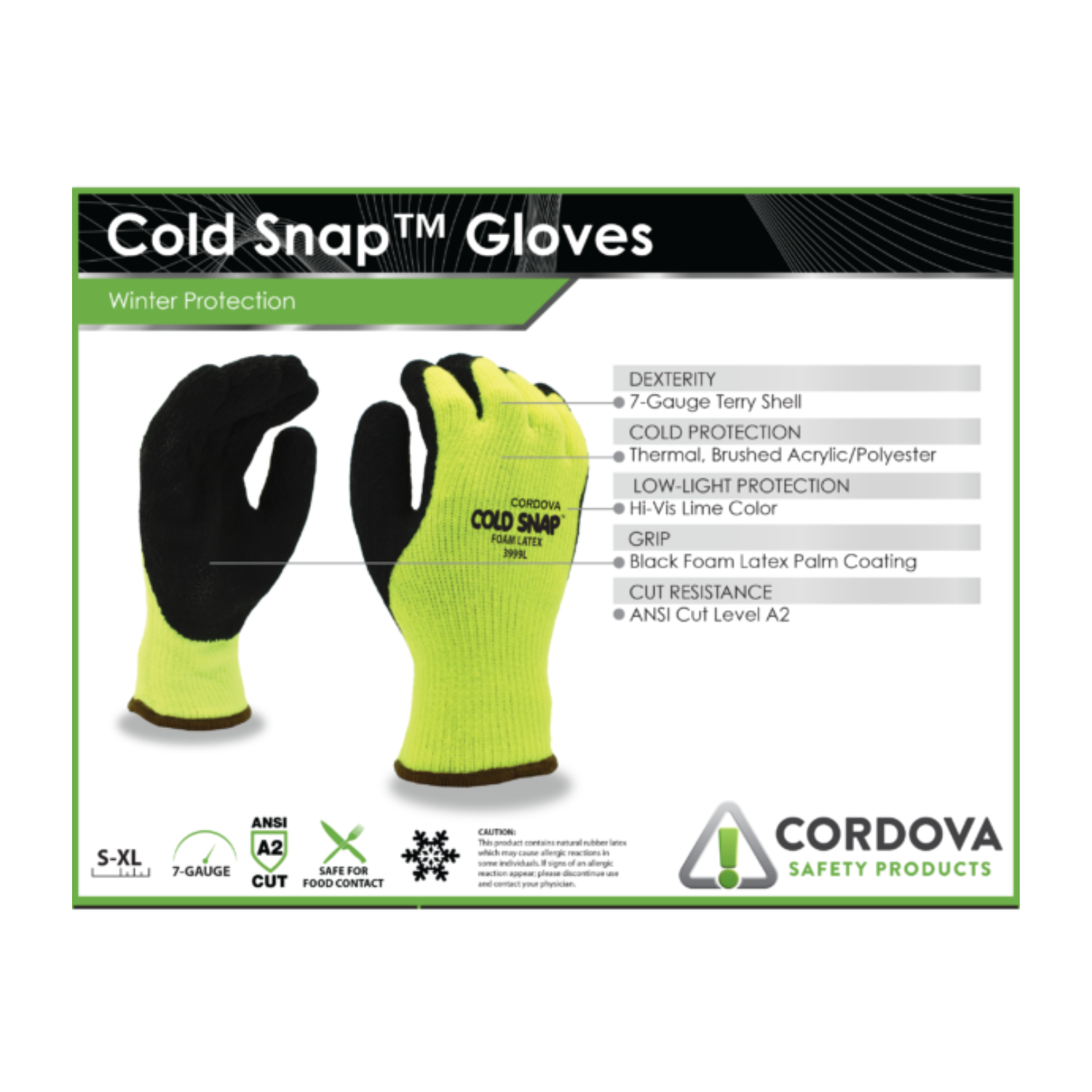 Cordova Cold Snap Latex/Foam Thermal Gloves - Medium