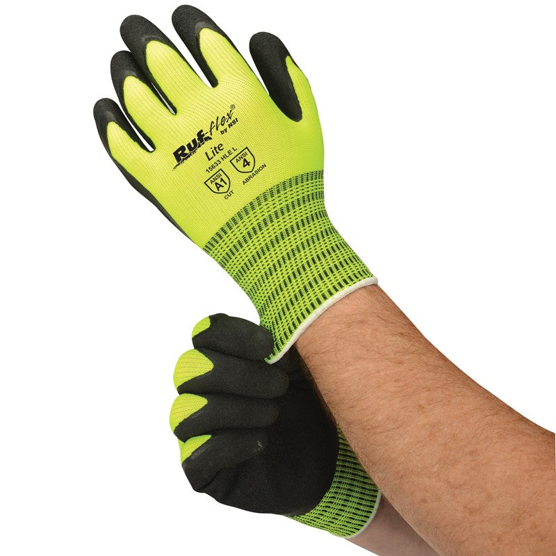 Hi-Viz Lightweight Latex Palm Coated String Knit Gloves