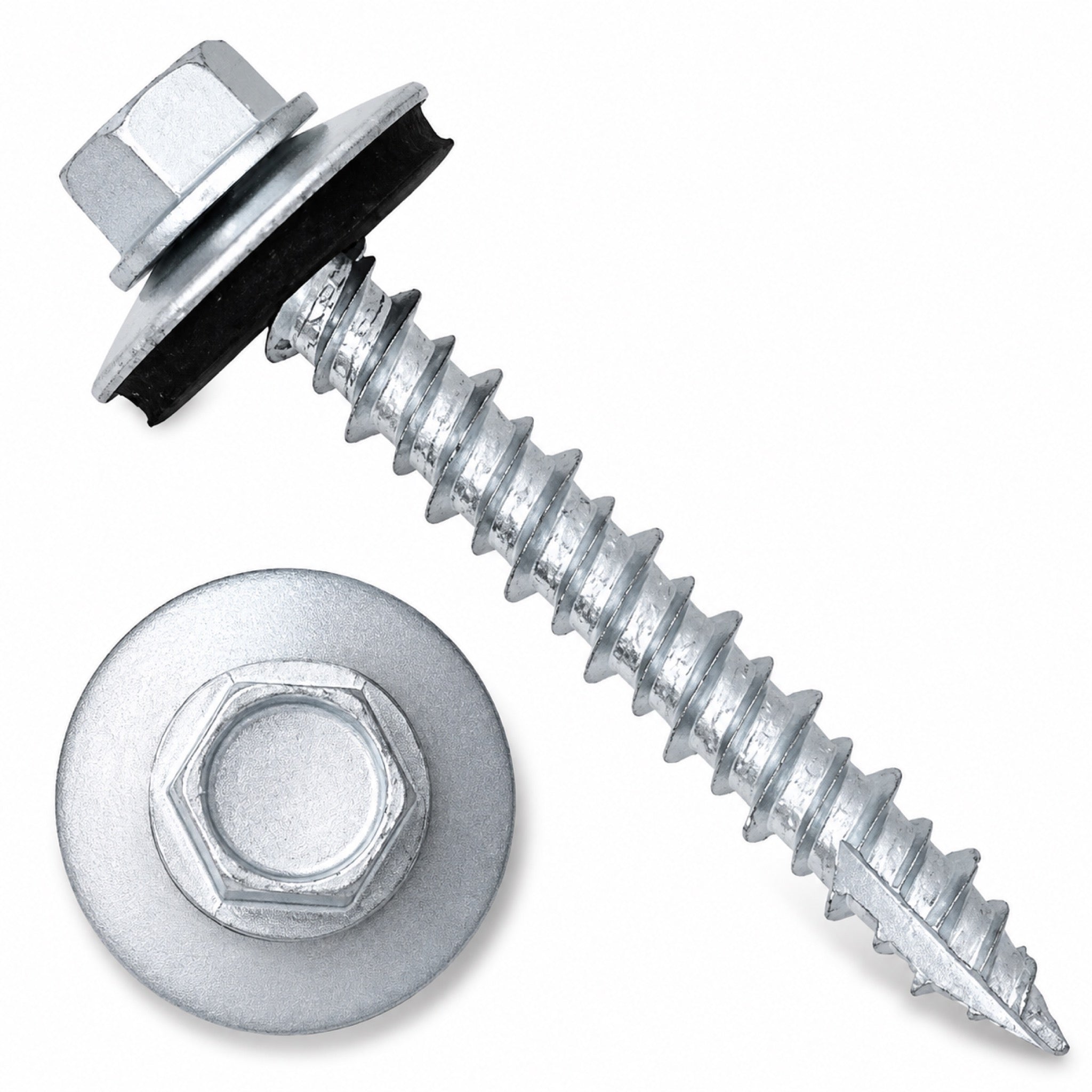 #10 x 1.5” Self Tapping 1/4" Hex Head w/ EDPM Rubber Washer (250/Bag) for Metal Roofing, Metal to Wood