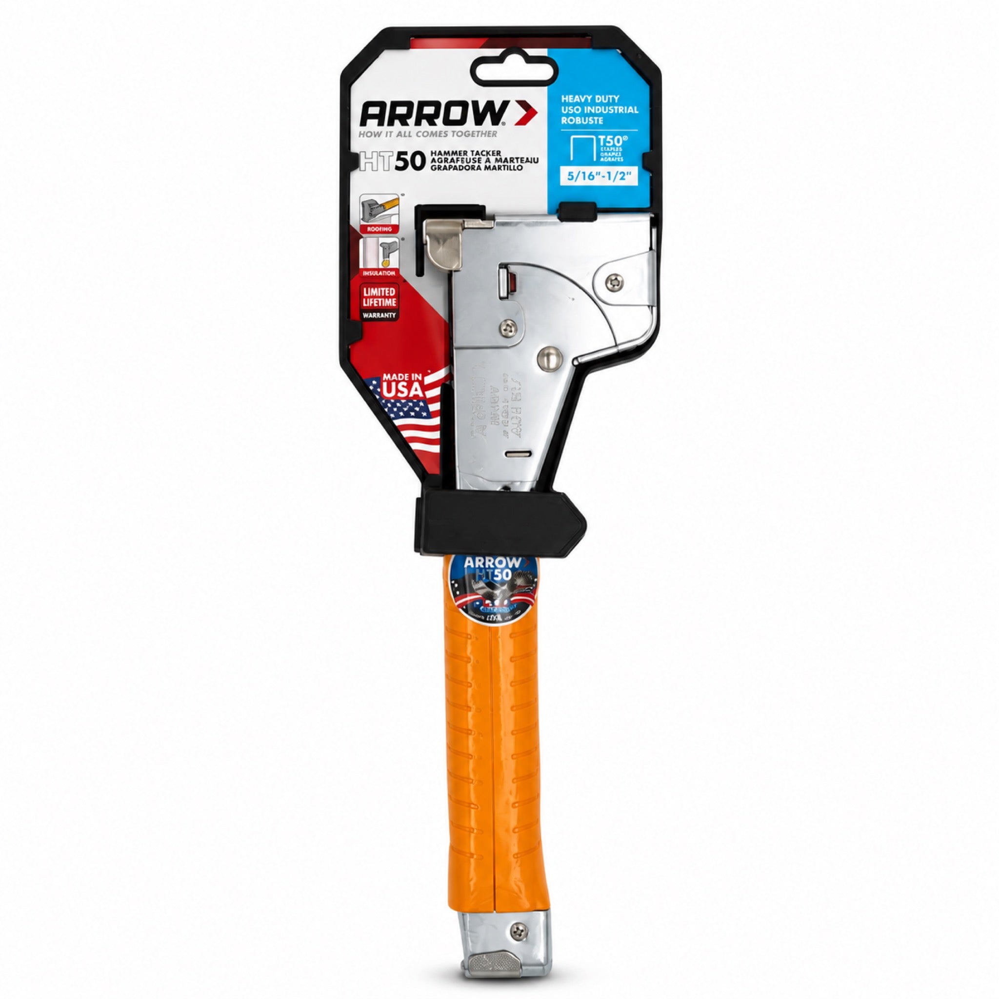 Arrow Heavy Duty Hammer Tacker for Roofing Underlayment, Carpet, Insulation #HT-50
