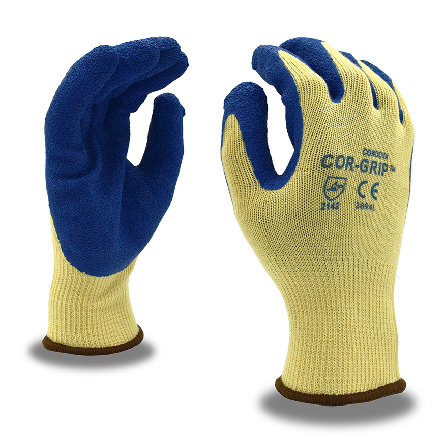 Cor-Grip II Premium Blue Crinkle Latex Palm Glove - Medium
