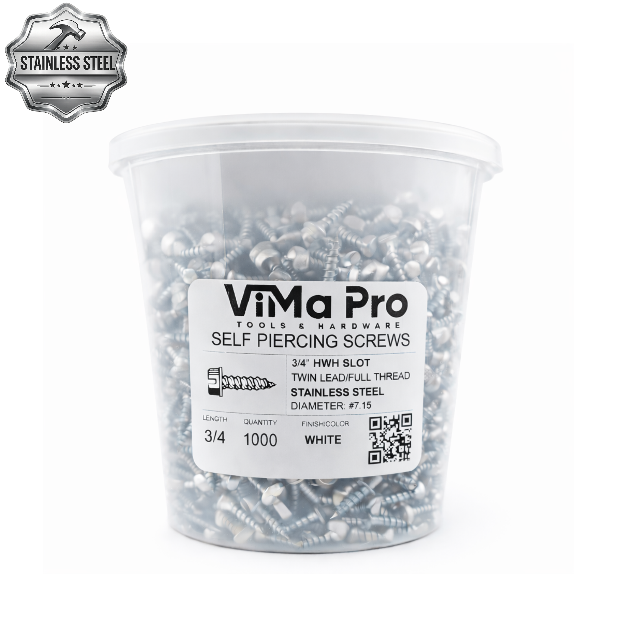 Self Piercing "Zip" Screws 1/4" Hex Head - STAINLESS STEEL for Gutters & Sheet Metal