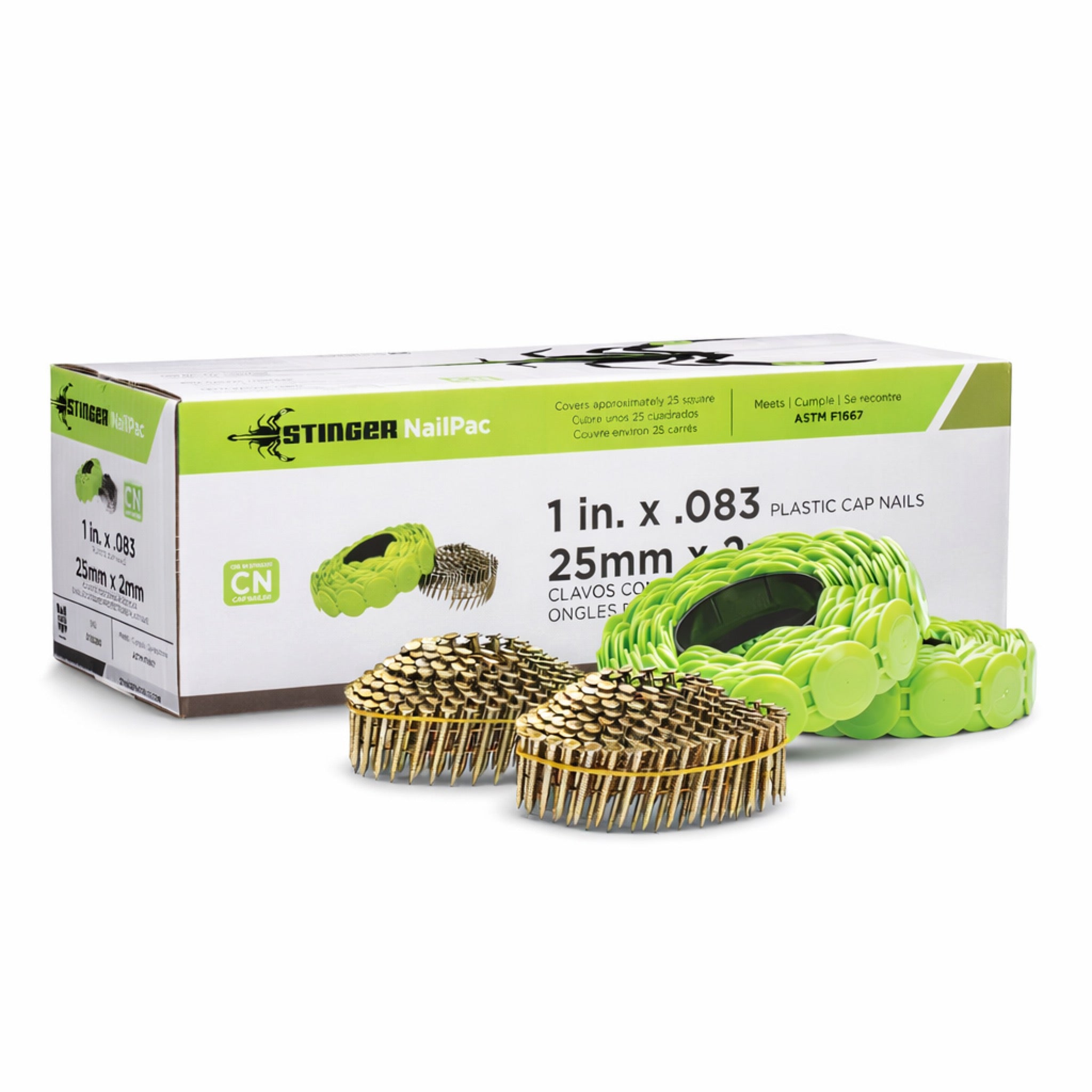 Stinger NailPac 1 in. Collated Roofing Nails with Plastic Caps for use in CN100 & CN100B