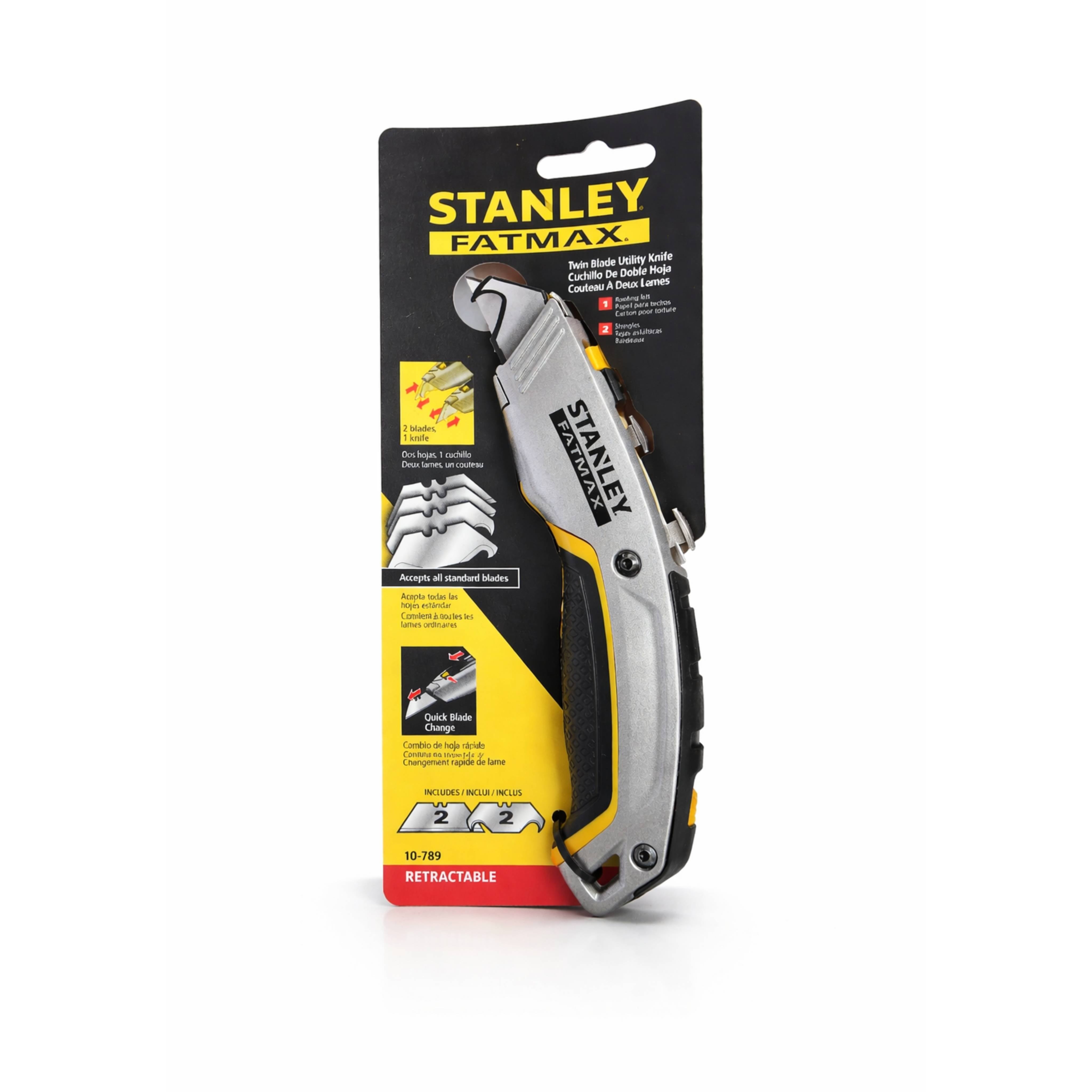 Stanley FATMAX Twin Blade Utility Knife - Hook & Straight Blade in One Knife – #10-789