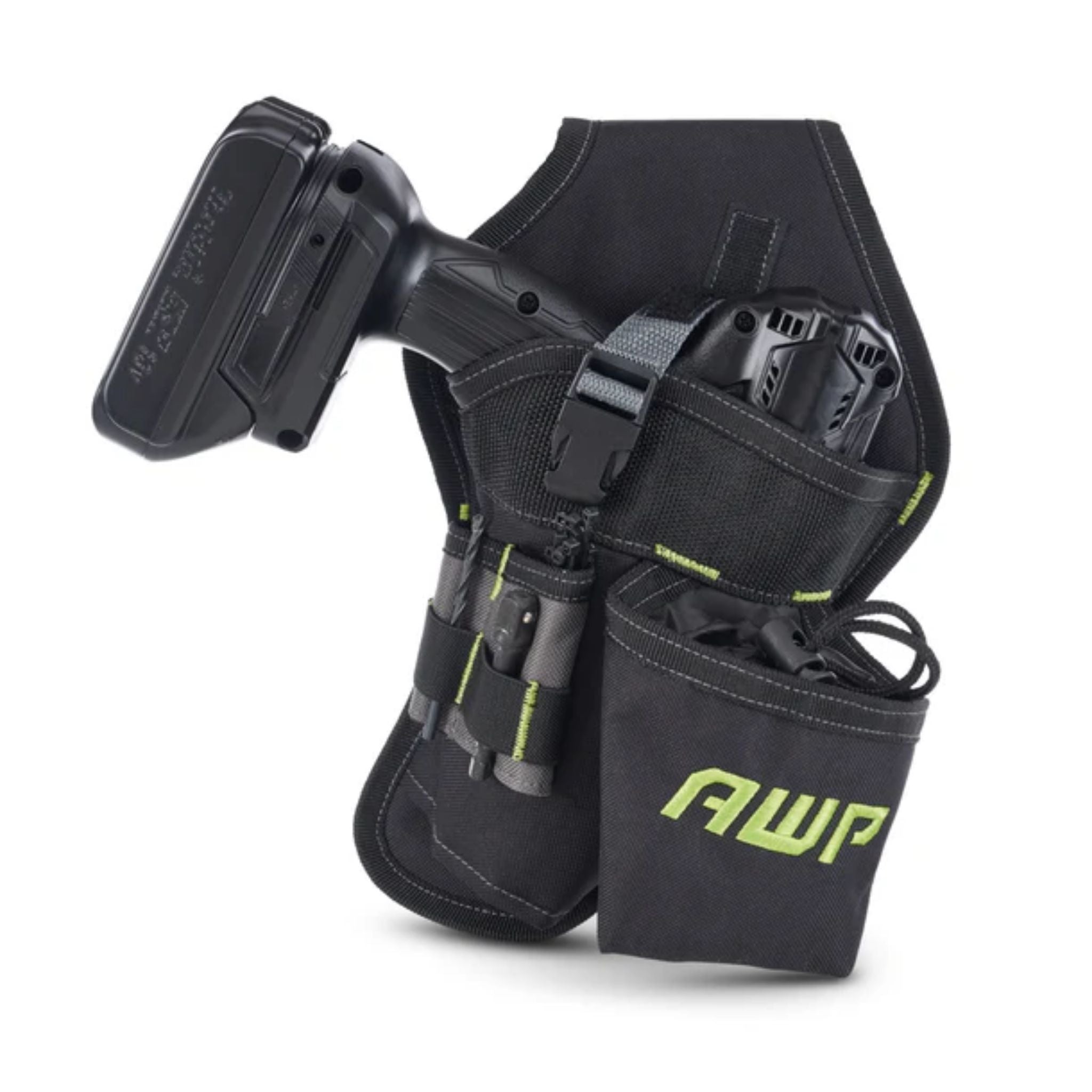AWP Heavy-Duty Drill/Tool Holster Pouch with Multi-Pocket Storage & Quick-Release Strap
