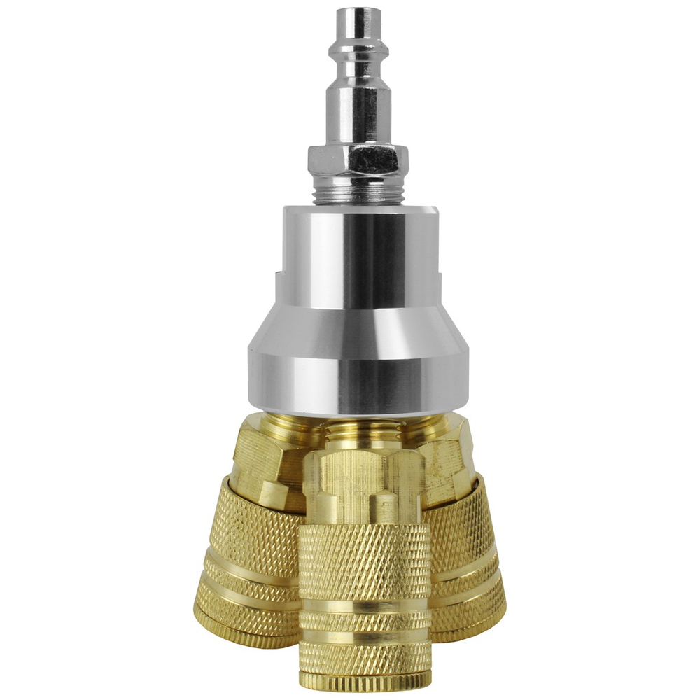 3-Way Round Manifold - 3x 1/4" Couplers, 1/4" Plug