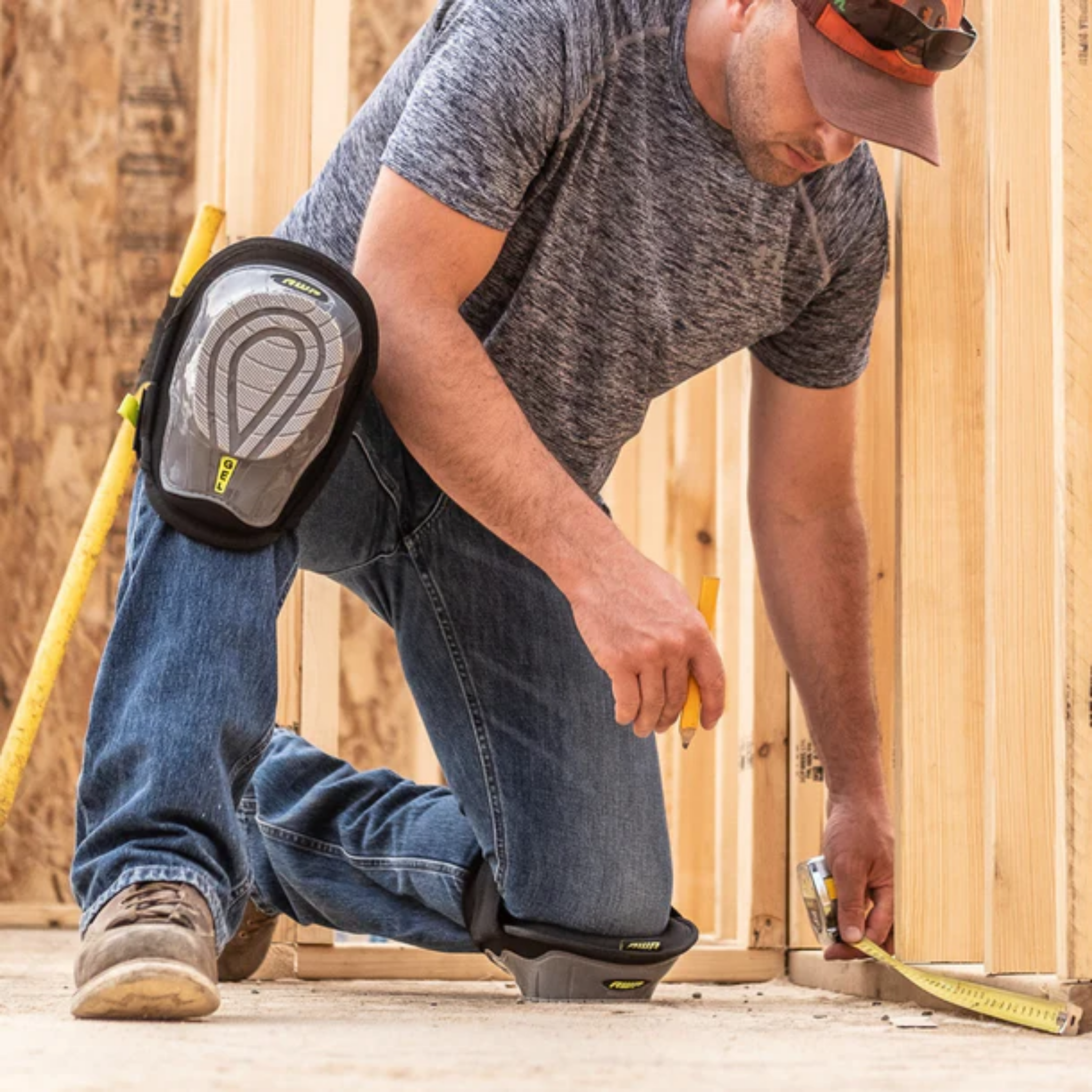 AWP Gel & Foam Stabilizer Knee Pads for Roofing, Tiling, & General Construction