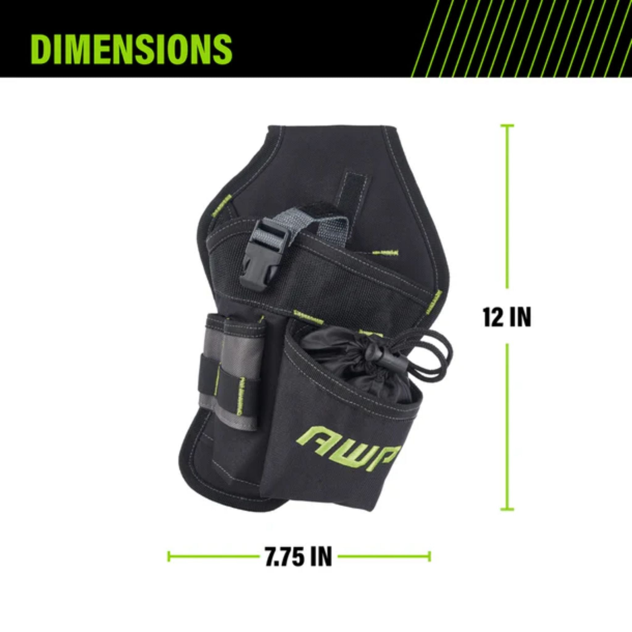 AWP Heavy-Duty Drill/Tool Holster Pouch with Multi-Pocket Storage & Quick-Release Strap