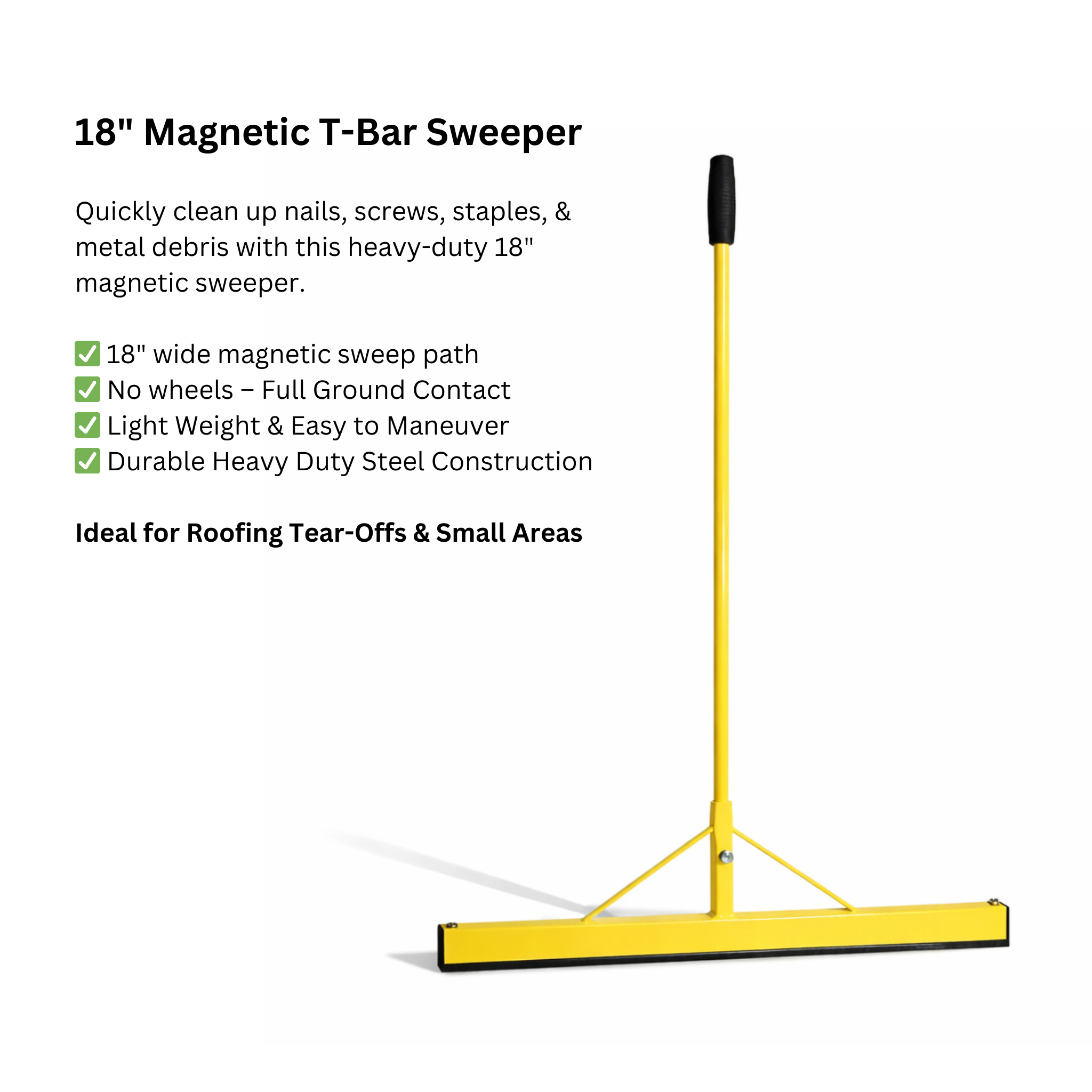 Magnetic Sweepers – Heavy Duty Steel for Nail/Screw/Staple Cleanup