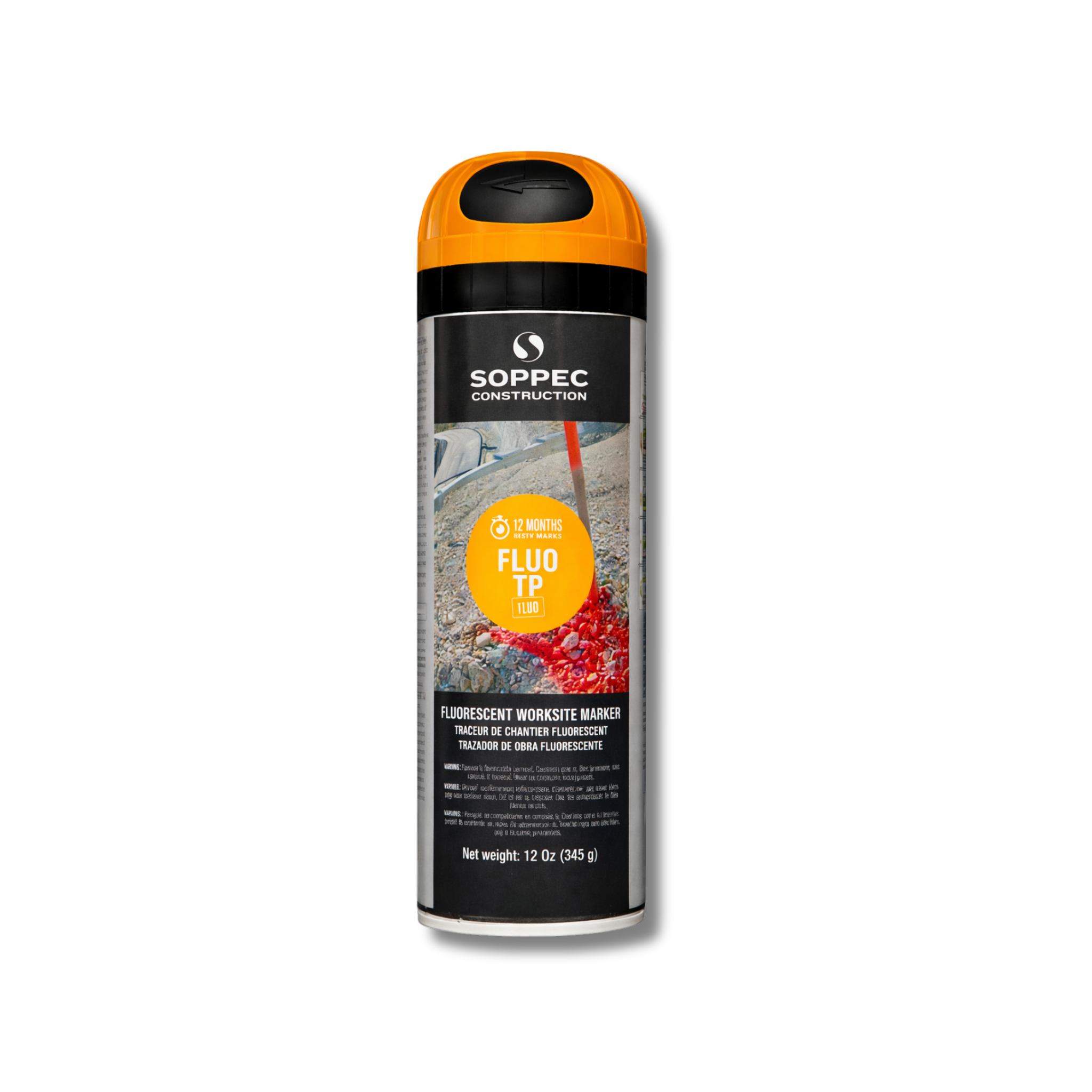 Hi-Viz Marking Spray Paint with TP Safety Cap - ORANGE 12oz