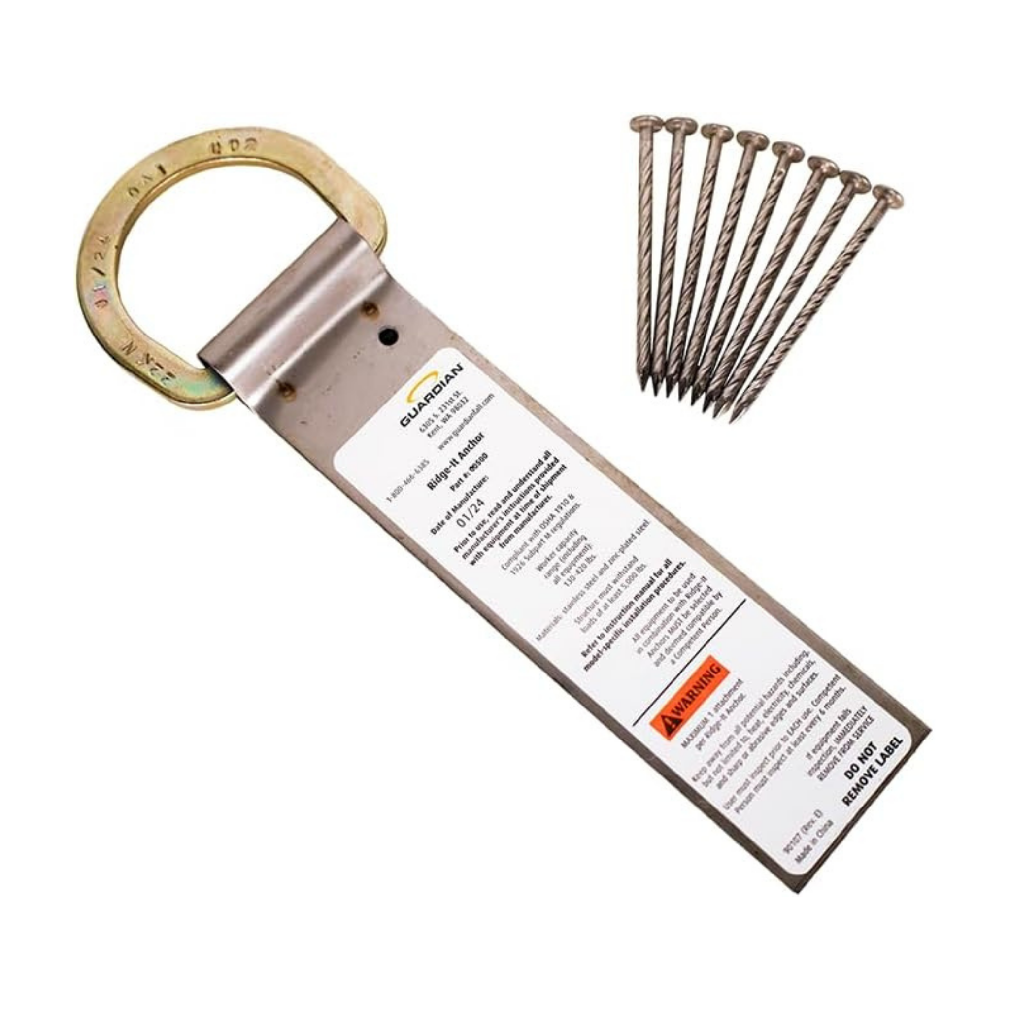 Guardian Ridge-It Single D-Ring Roof Anchor w/ Fasteners 9 3/4" |  Model# 00500