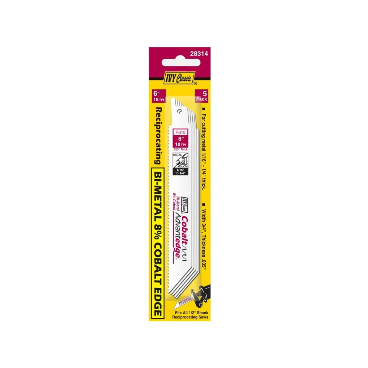 Ivy Classic 6" Reciprocating Metal Cutting Saw Blade 18tpi