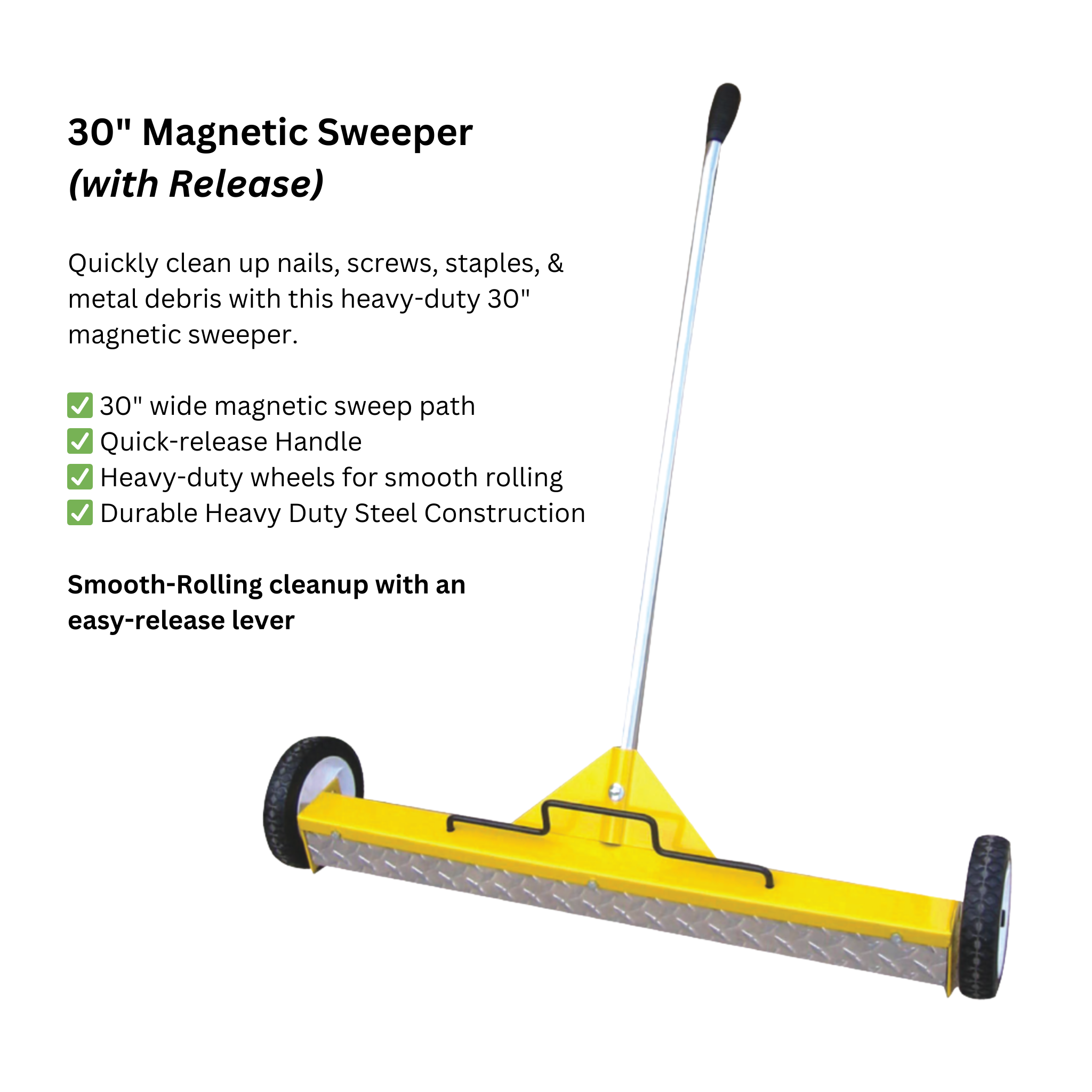 Magnetic Sweepers – Heavy Duty Steel for Nail/Screw/Staple Cleanup