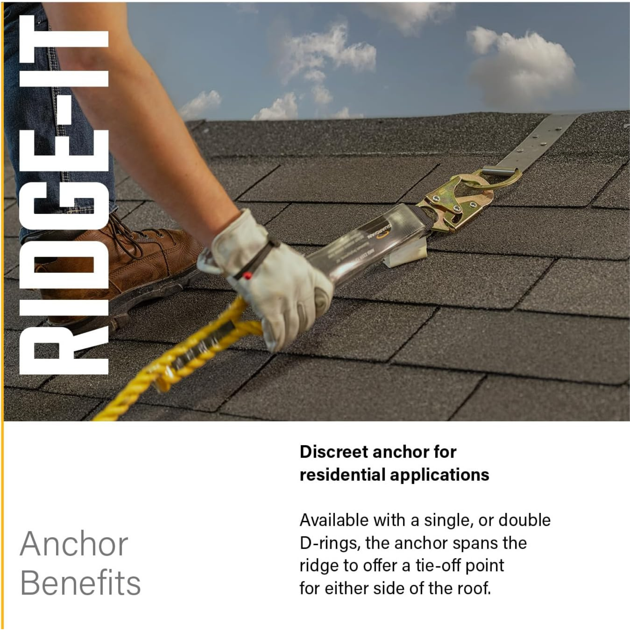 Guardian Ridge-It Single D-Ring Roof Anchor w/ Fasteners 9 3/4" |  Model# 00500