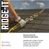 Guardian Ridge-It Single D-Ring Roof Anchor w/ Fasteners 9 3/4" |  Model# 00500