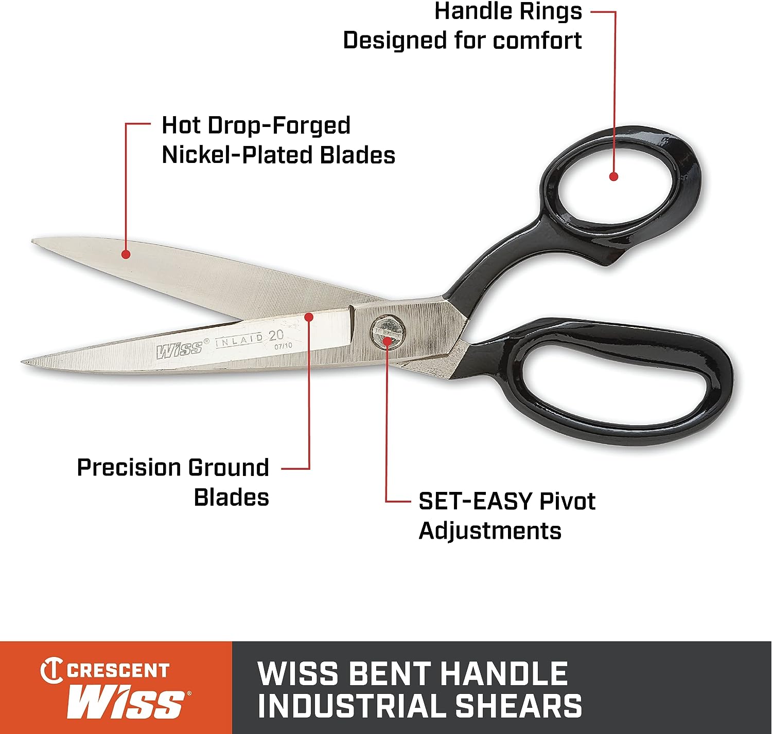 10" Bent Handle Industrial Shears - Crescent Wiss #W20