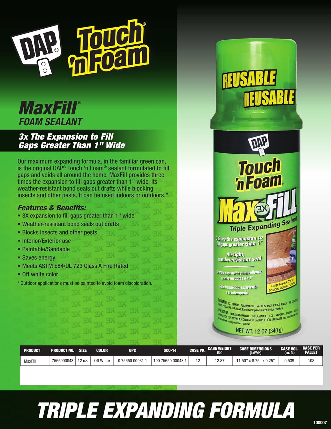 DAP Touch ‘n Foam Max Fill Maximum Expanding Foam Sealant 12 oz