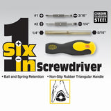 6 in 1 Screwdriver with Rubber Triangular Handle
