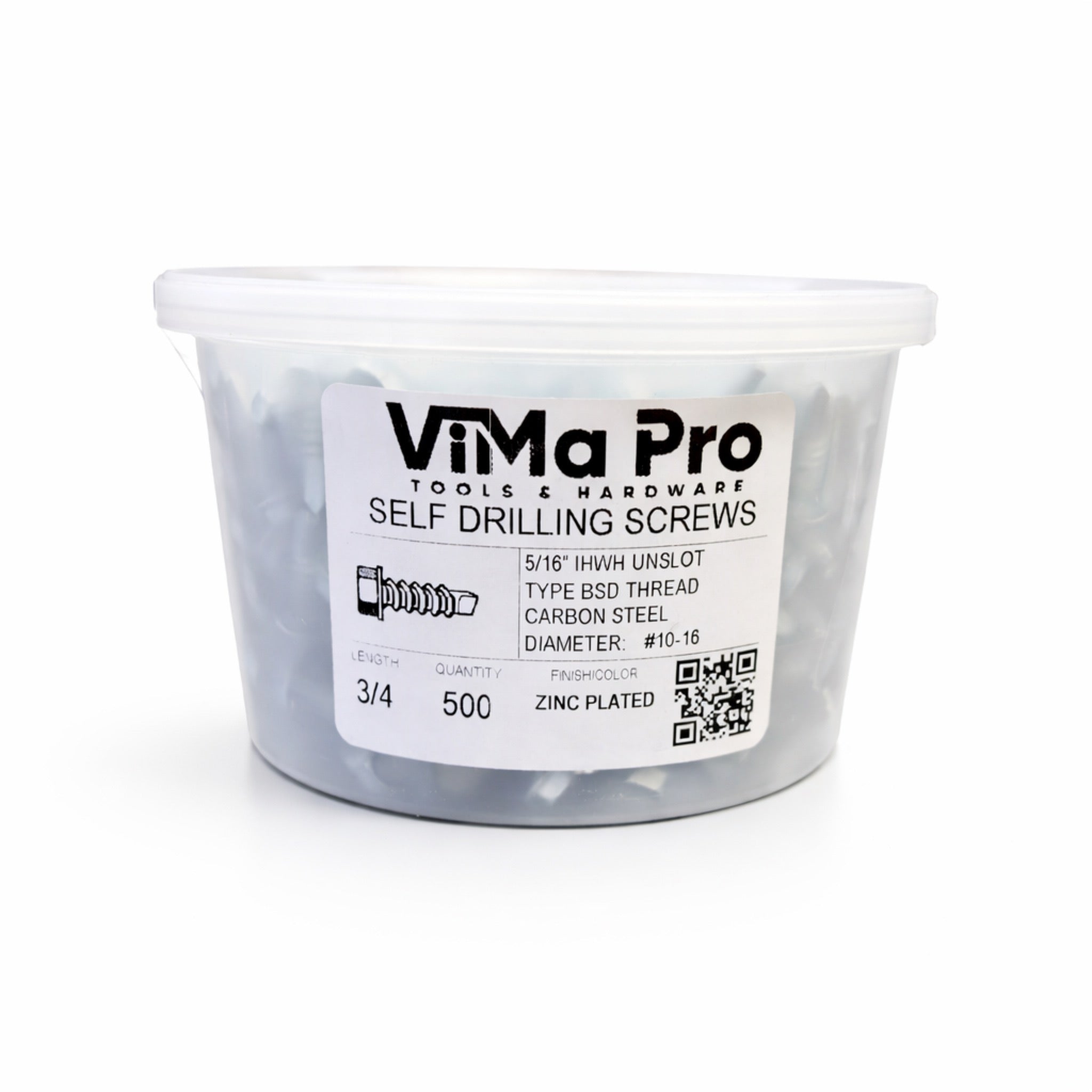 HVAC Self-Drilling Screws #10-16 | 5/16" Hex Head | 3/4" Length (500/tub)