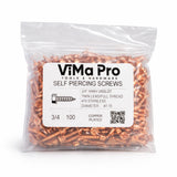 Copper Plated Self Piercing Stainless Steel "Zip" Screws 1/4" Hex Head