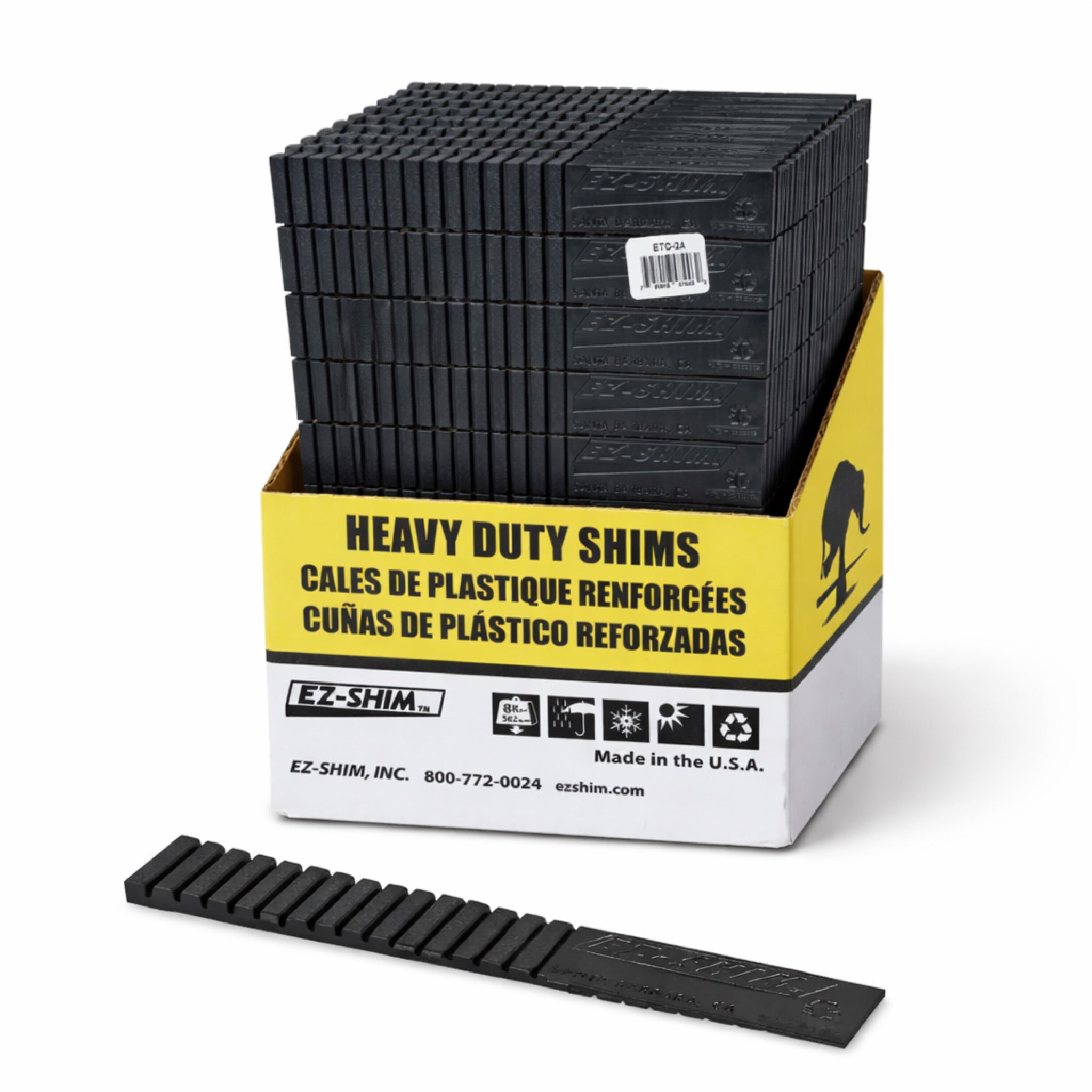 EZ-Shims Heavy Duty Plastic Shims - Full Case of 36 sheets (360 Shims)