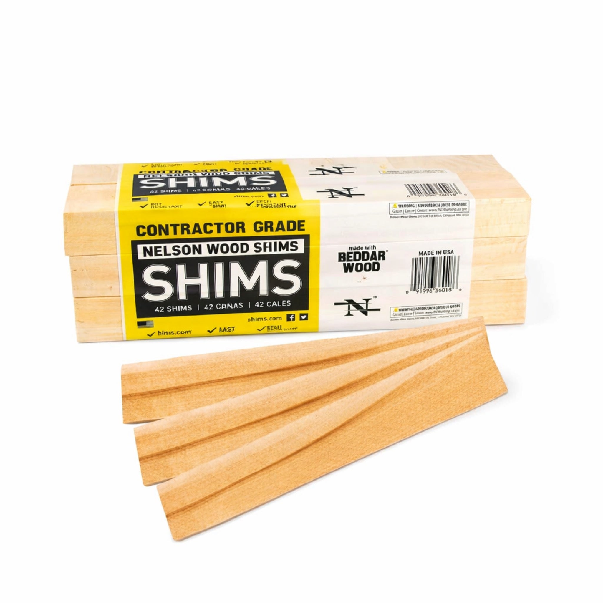 Nelson Beddar Wood Contractor Shims Bundle – 12" (42 Shims)