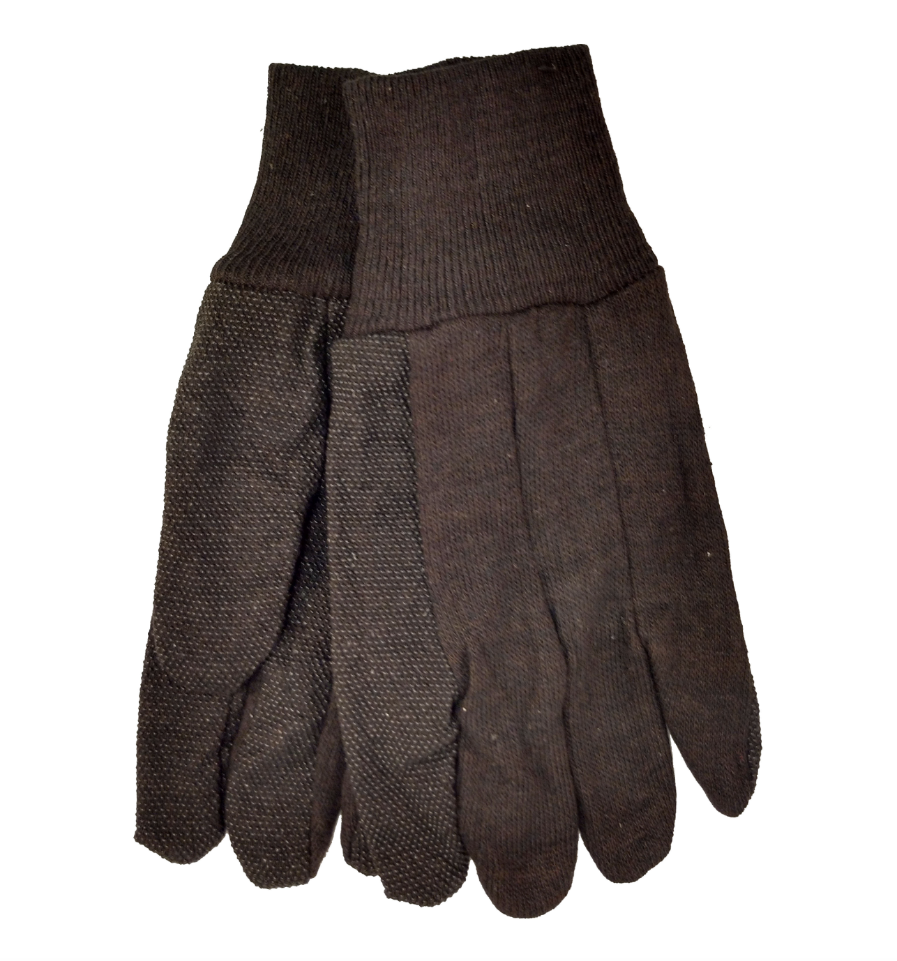 Brown Jersey Knitted Gloves - Polyster/Cotton Blend (Large)