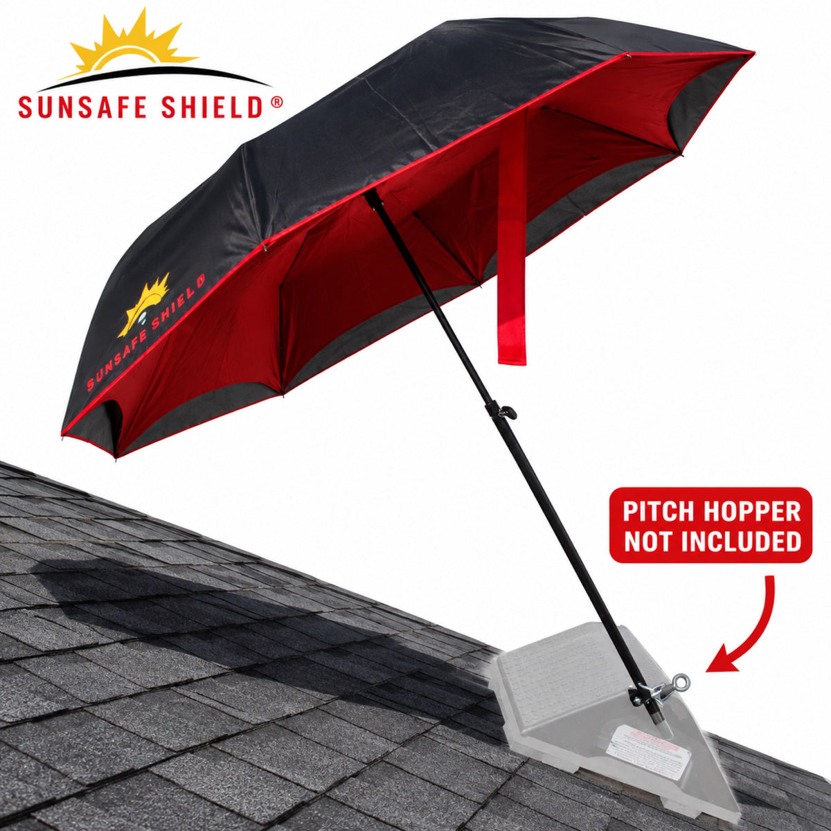 SunSafe Shield - Umbrella Shade Attachment for Pitch Hopper® Roofing Wedge