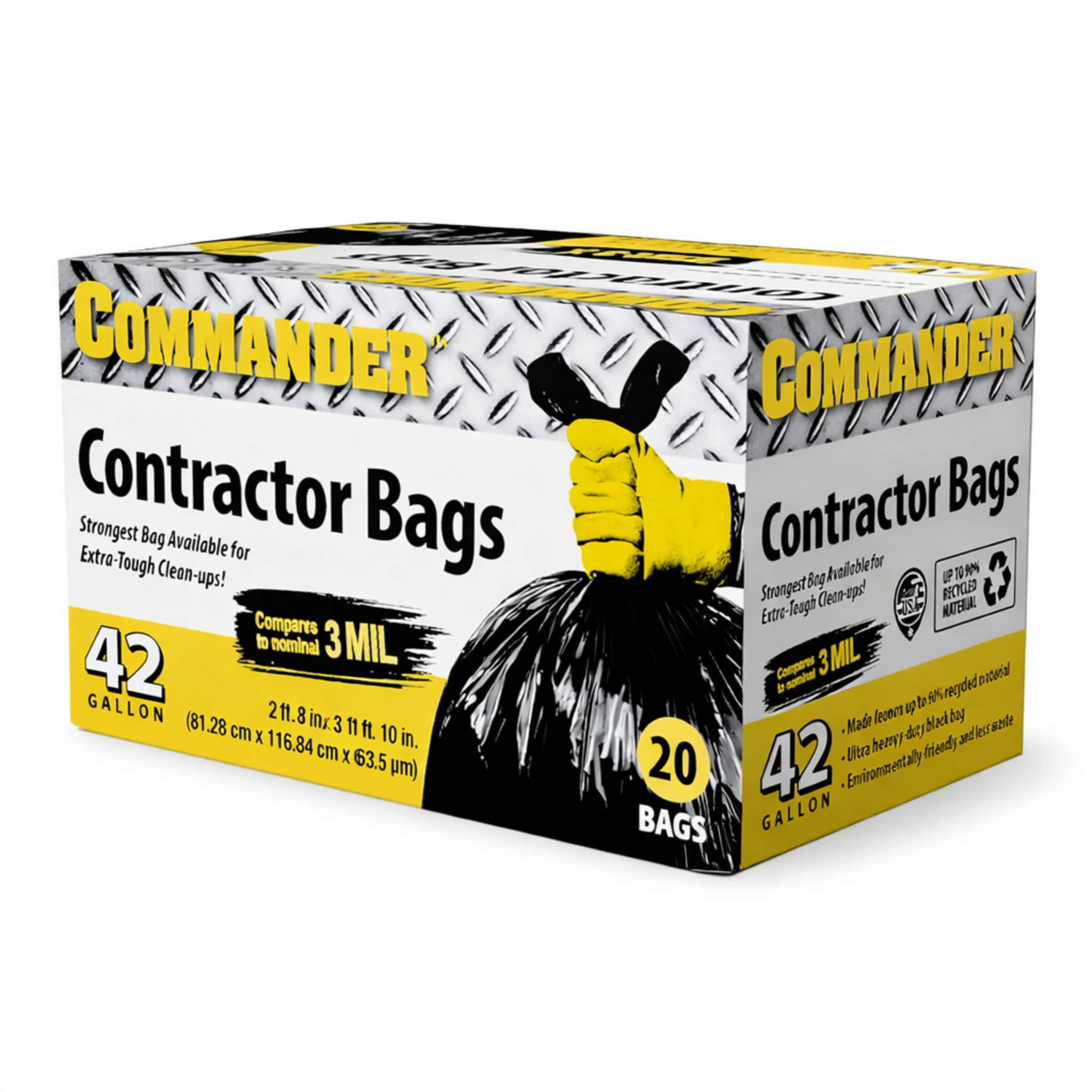 Heavy Duty 42 Gal Contractor Bags - Commander HD 20ct