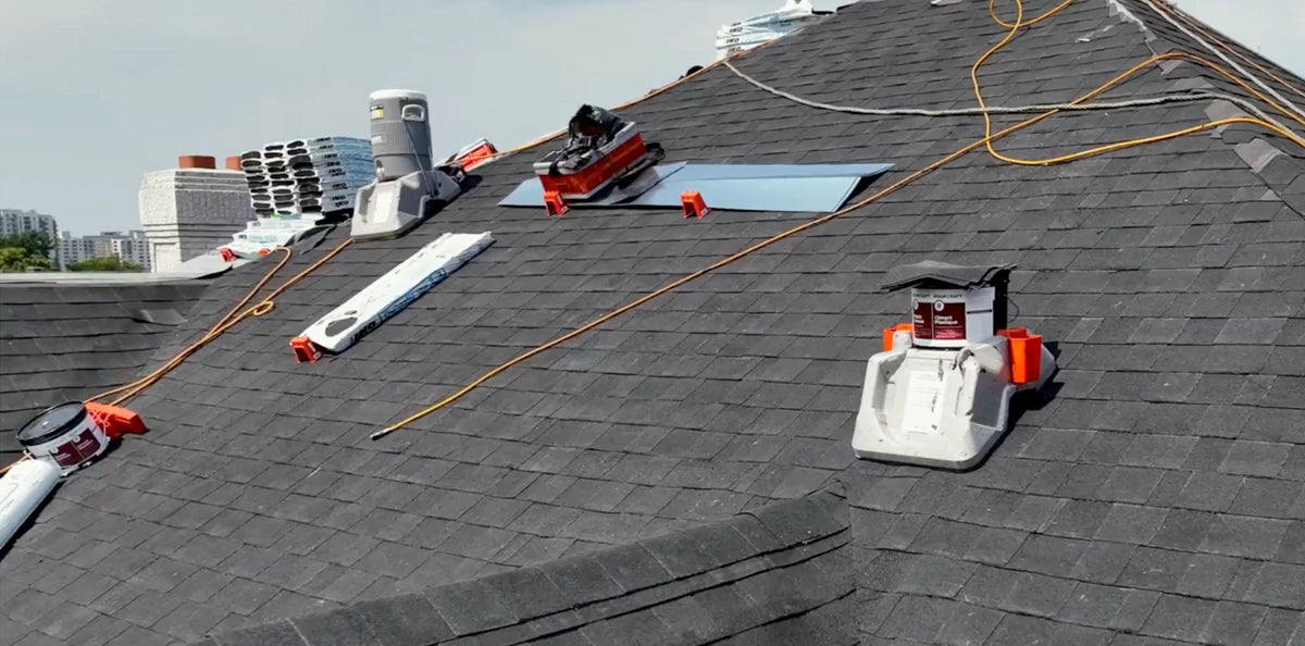 BMF Pail Anchor in use on a shingle roof