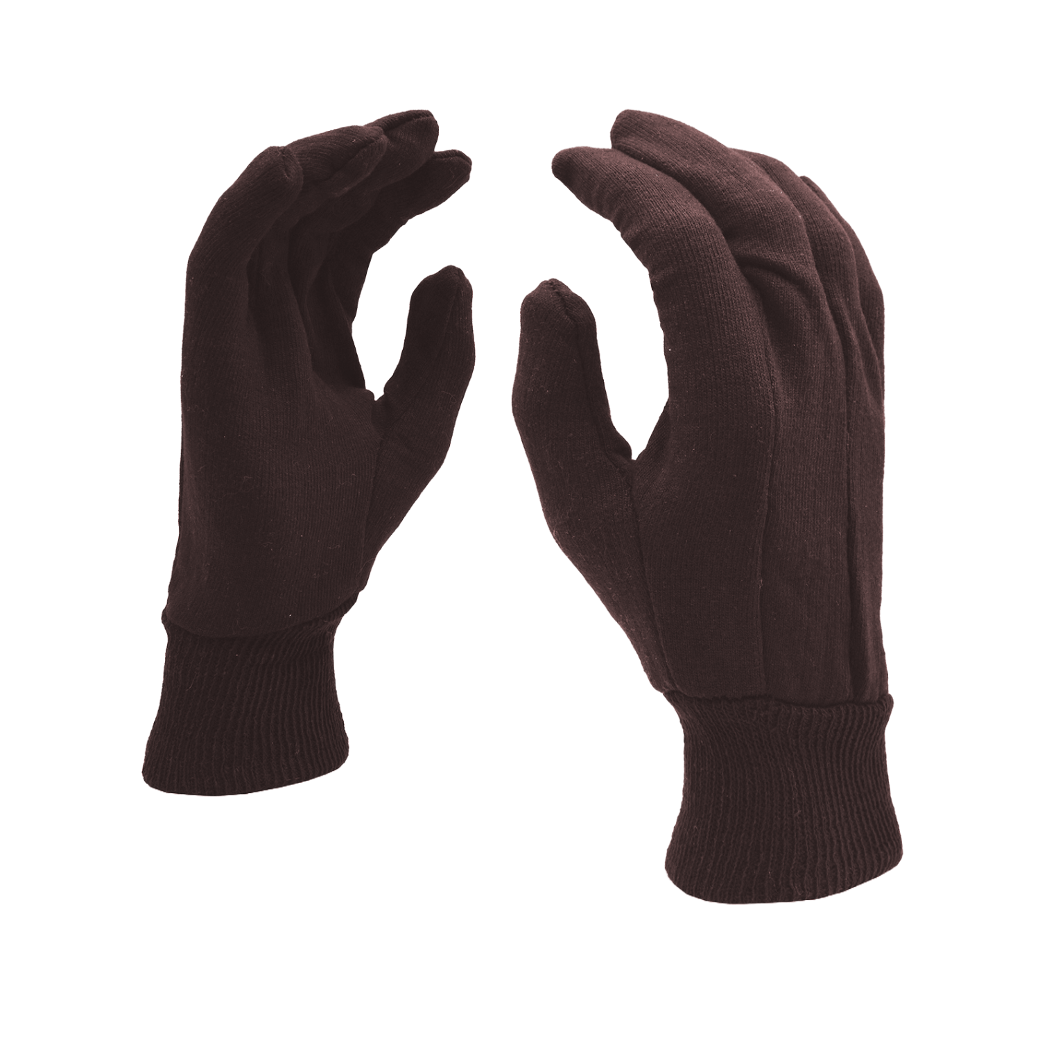 Brown Jersey Knitted Gloves - Polyster/Cotton Blend (Large)