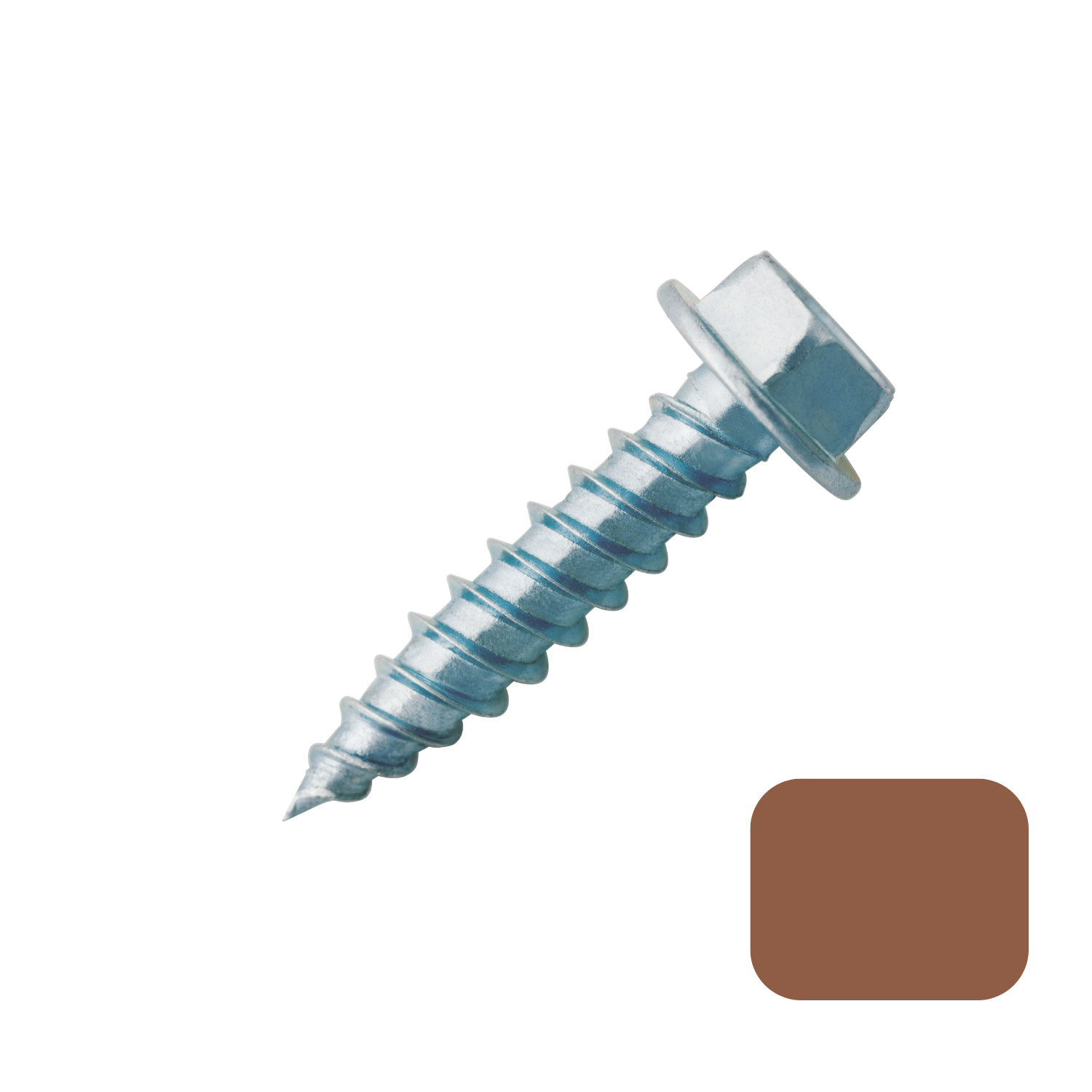 Self Piercing "Zip" Screws 1/4" Hex Head - #7 x 1/2" Brown (100/bag)