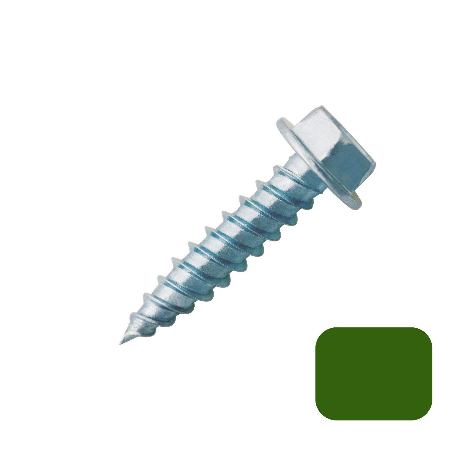 Self Piercing "Zip" Screws 1/4" Hex Head - #7 x 1/2" Green (100/bag)