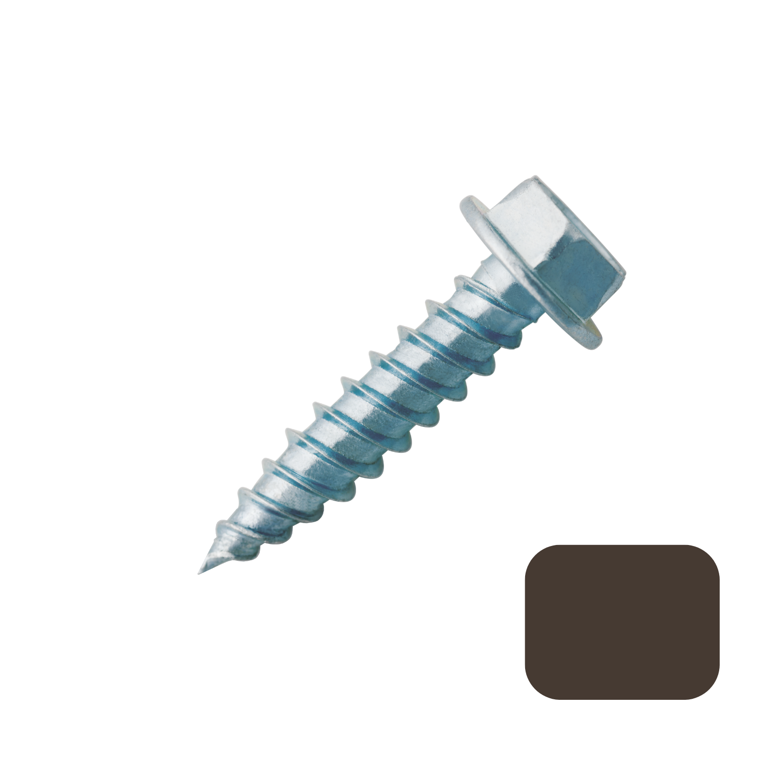 Self Piercing "Zip" Screws 1/4" Hex Head - #7 x 1/2" Musket Brown (100/bag)
