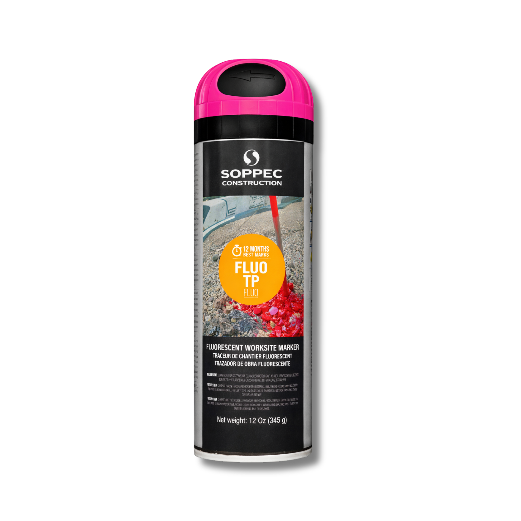 Hi-Viz Marking Spray Paint with TP Safety Cap - PINK 12oz