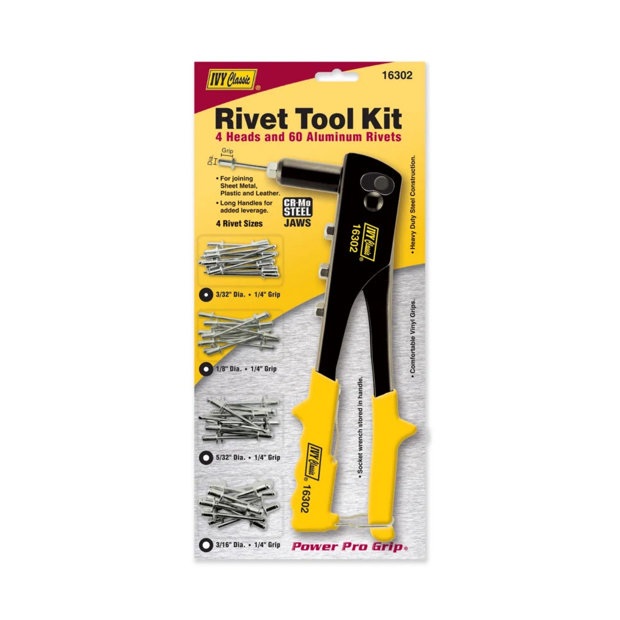 Ivy Classic Hand Riveter - Rivet Tool Kit with 60 Pc Rivet Assortment