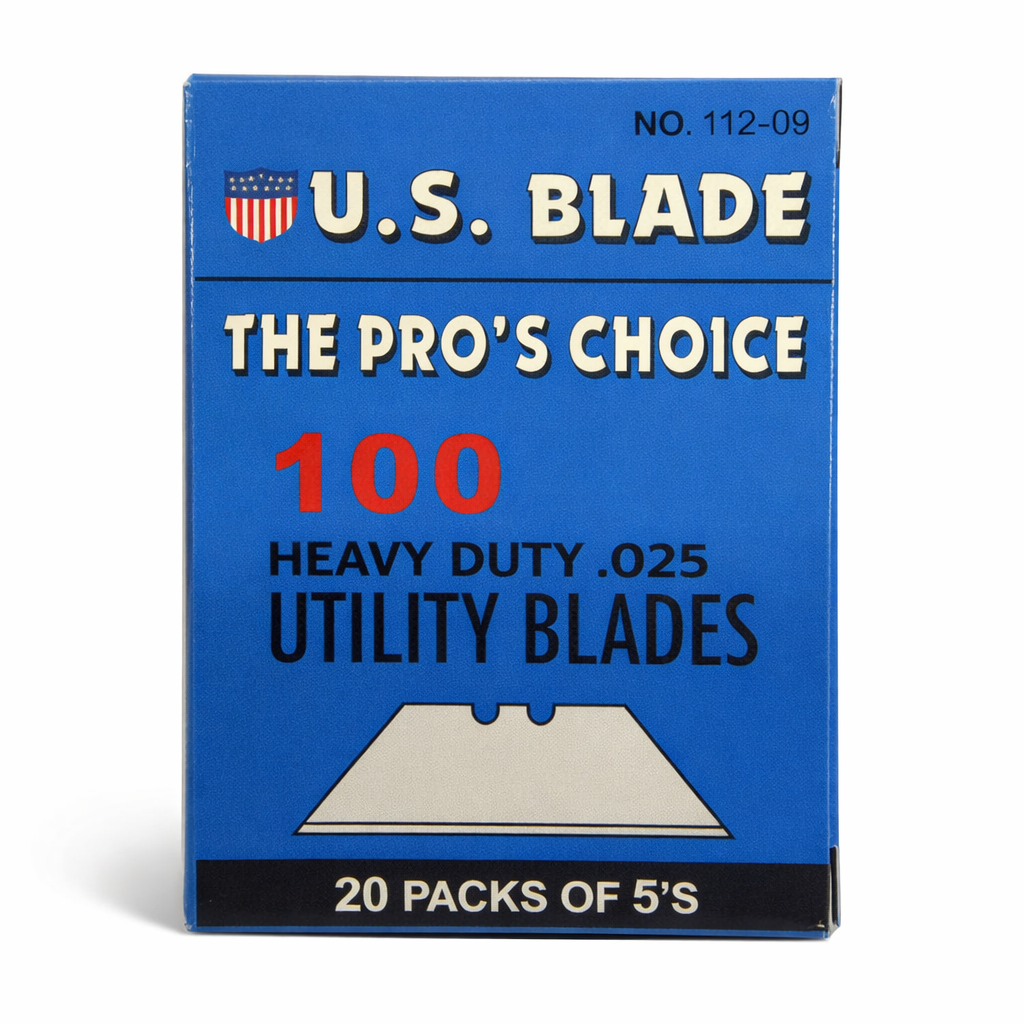 US Blade Straight Utility Blades 100pk (20 sleeves of 5)